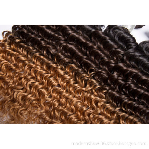 Tone Curly Wave 1b 4 27 Ombre Color Brazilian Virgin Cuticle Aligned Hair Bundles